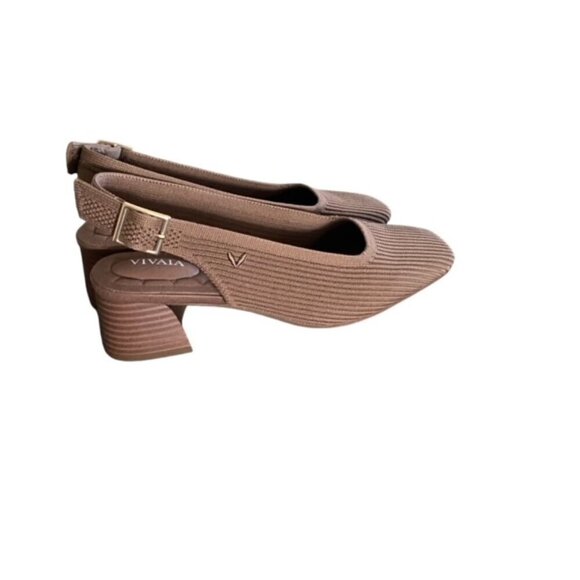 Vivaia Melody Square Toe Slingback Block Heel in Nutmeg 36 - Picture 4 of 7